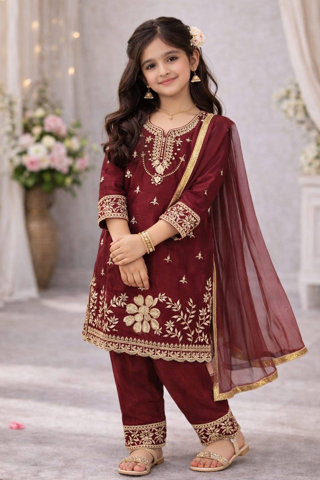  Trending New Ramzan Eid Special Silk Red Affordable kids wear in Delhi